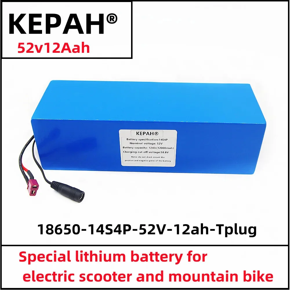 

Universal 52V12ah lithium battery pack is applicable to electric bicycle, scooter, mountain bike, and 250-1000W+charger