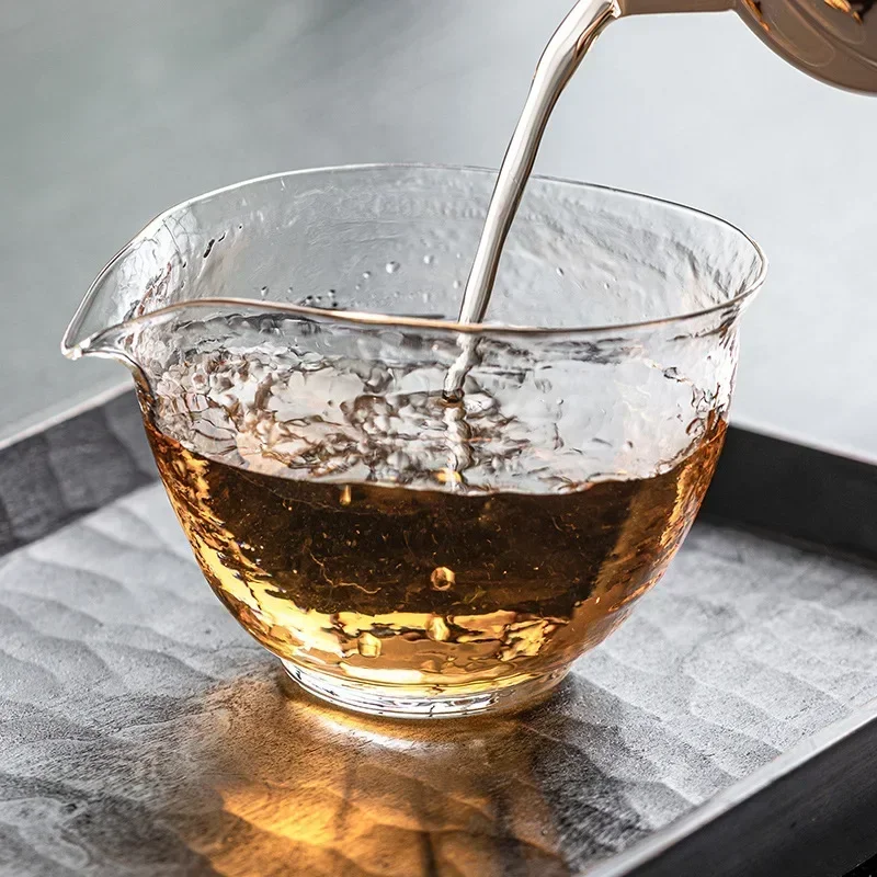 Moon Glass Transparent Tea Dispenser Hammer Pattern Tea Sea Single Chahai Glass Chinese Utensils