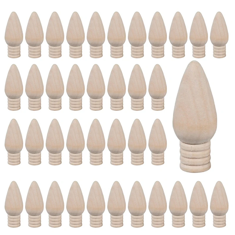 

HOT-Wooden Christmas Light Bulb Unfinished Wood Ornaments For Crafts And Christmas Trees Supply, 2 Inch High