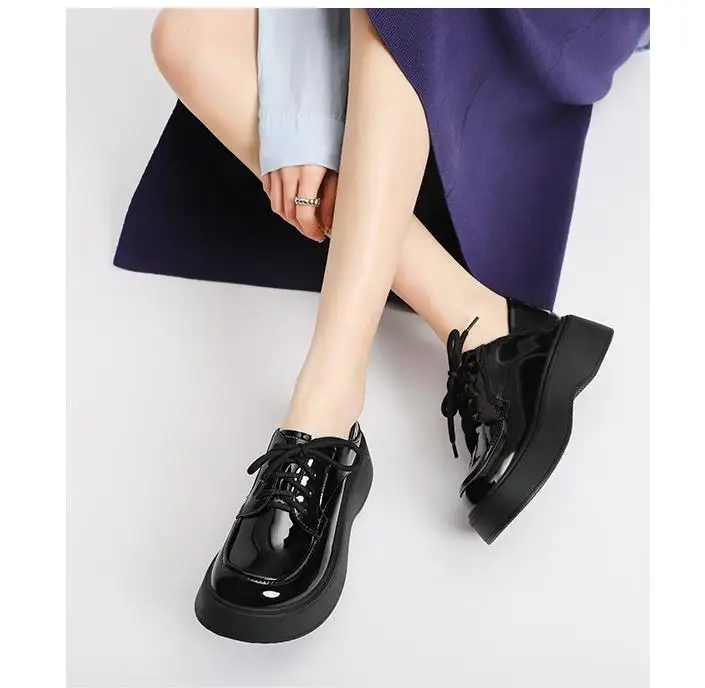Genuine leather Cross Women's Shoes Loafers With Fur Round Toe Versatile Platform Casual Female Sneakers Flats Slip-on