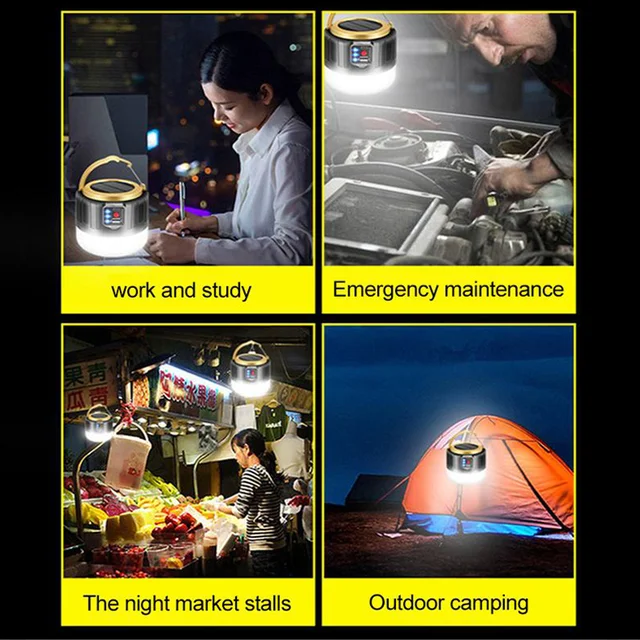 Luz LED Solar para acampar, lámpara de tienda recargable a prueba de agua, linternas portátiles, luces de emergencia, lámpara de mercado, Bombilla de ahorro de energía - Image 2