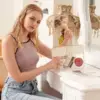 1pcs Clear Makeup Bag Glitter Chenille Monogram Snacks Bag Travel Essentials Flat Zipper Pouch Cosmetic Brush Bag for Women 4