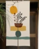 Geometric Plant Pattern Japanese Door Curtain Minimalist Noren Style Boho Bedroom Kitchen Partition Doorway Curtain Half-Curtain 1