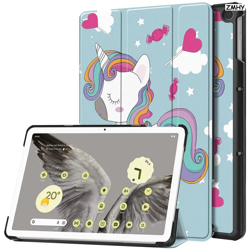 

Magnetic Tablet for Google Pixel Tablet 11 Inch Paintings Rotary Flip Leather Stand Tri Fold Slim Solid Color Hard Shell Cover