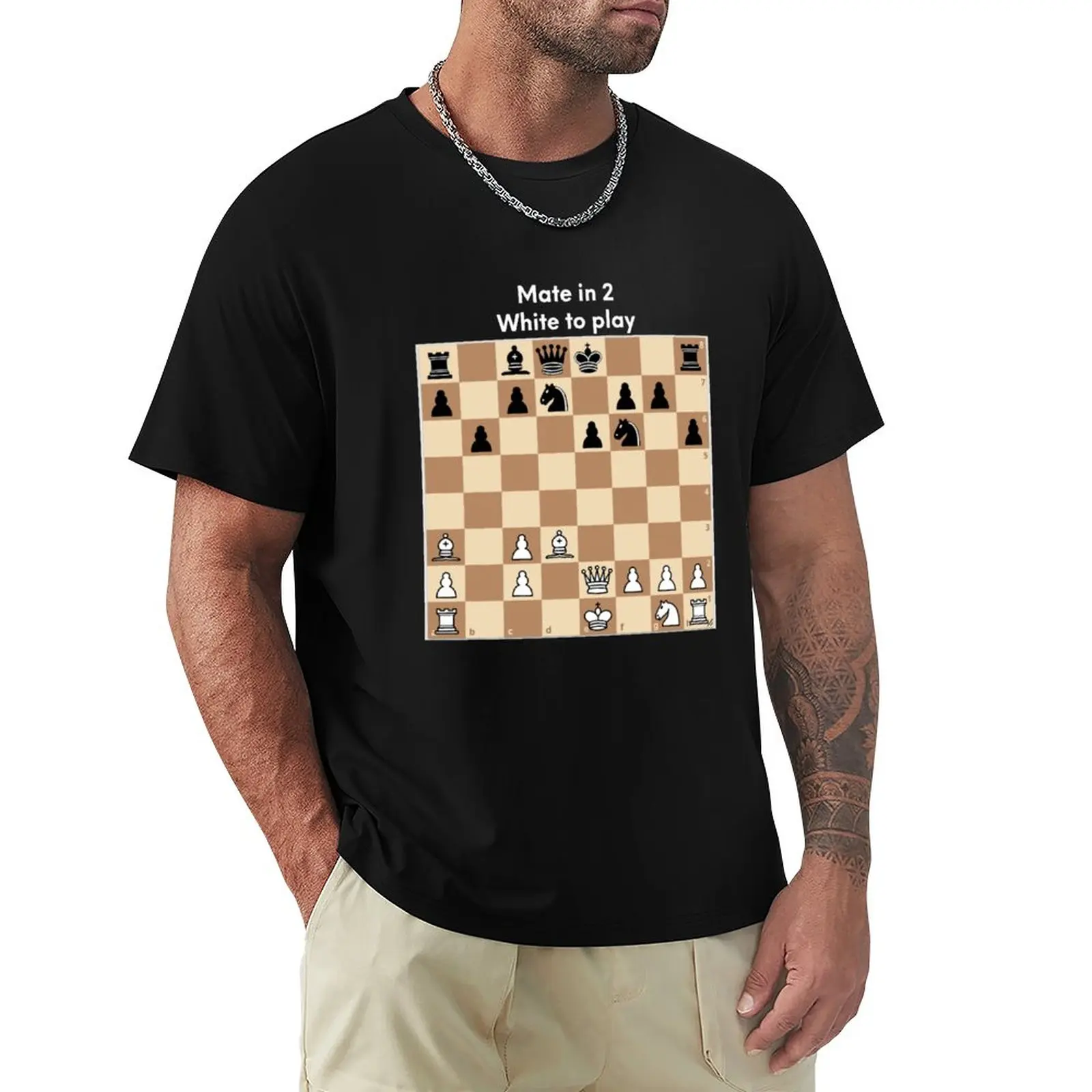 

Chess puzzle. Mate in 2. White to play T-Shirt Short sleeve graphic t shirts t shirts men