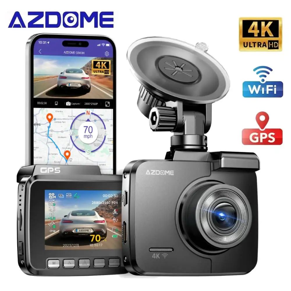 AZDOME Dash Cam GS63H Dual Lens 4K HD Dash Car Camera Night Vision WDR Car DVR Built-In GPS Wi-Fi G-Sensor Motion Detection 블랙박스 1