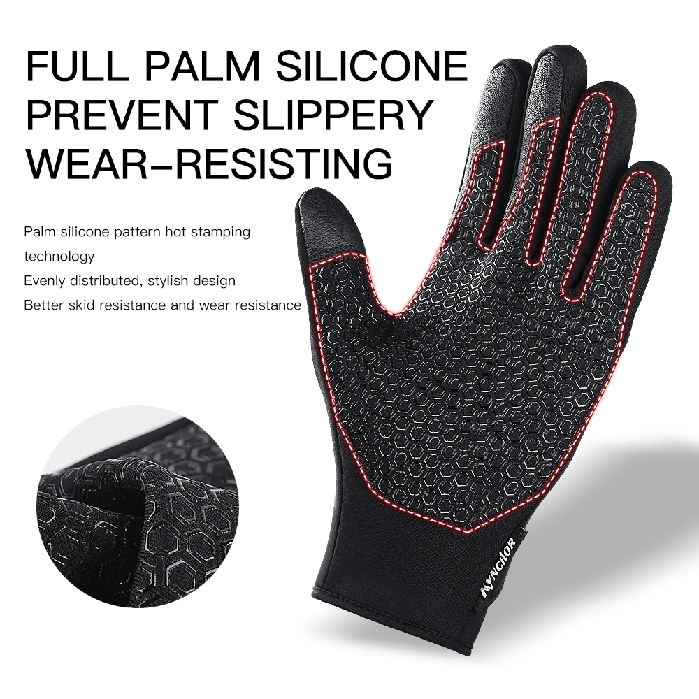 Outdoor Winter Cycling Sports Full Finger Anti Splash Touch Screen Warm Gloves For Men And Women Mountaineering Hiking Gloves touch screen gloves,thermal gloves,bicycle gloves