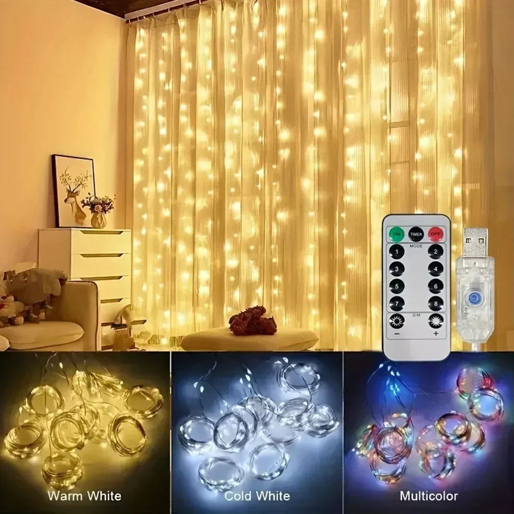 USB Led Curtain String Fairy Lights for Christmas Wedding Home Decoration
