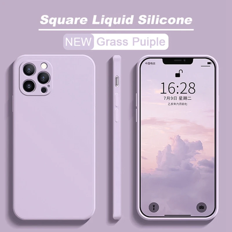 Official Square Liquid Silicone Phone Case - Sleek and Durable Protection Cover