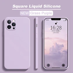 Official Square Liquid Silicone Phone Case - Sleek and Durable Protection Cover for iPhone X XS (Grass Purple)