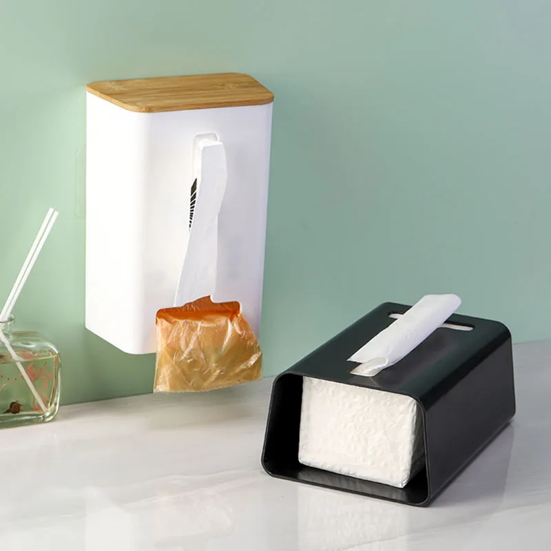 Wall Mounted Tissue Box Adhesive Tissue Shelf Napkin Holder Dispenser