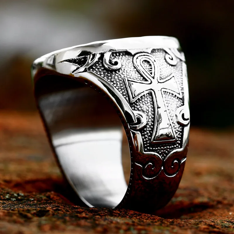 Zhubobo Men's Stainless Steel Eagle Head Biker Ring - Size 9-13, 316L Steel, 38mm Eagle Height, Silver - View #10