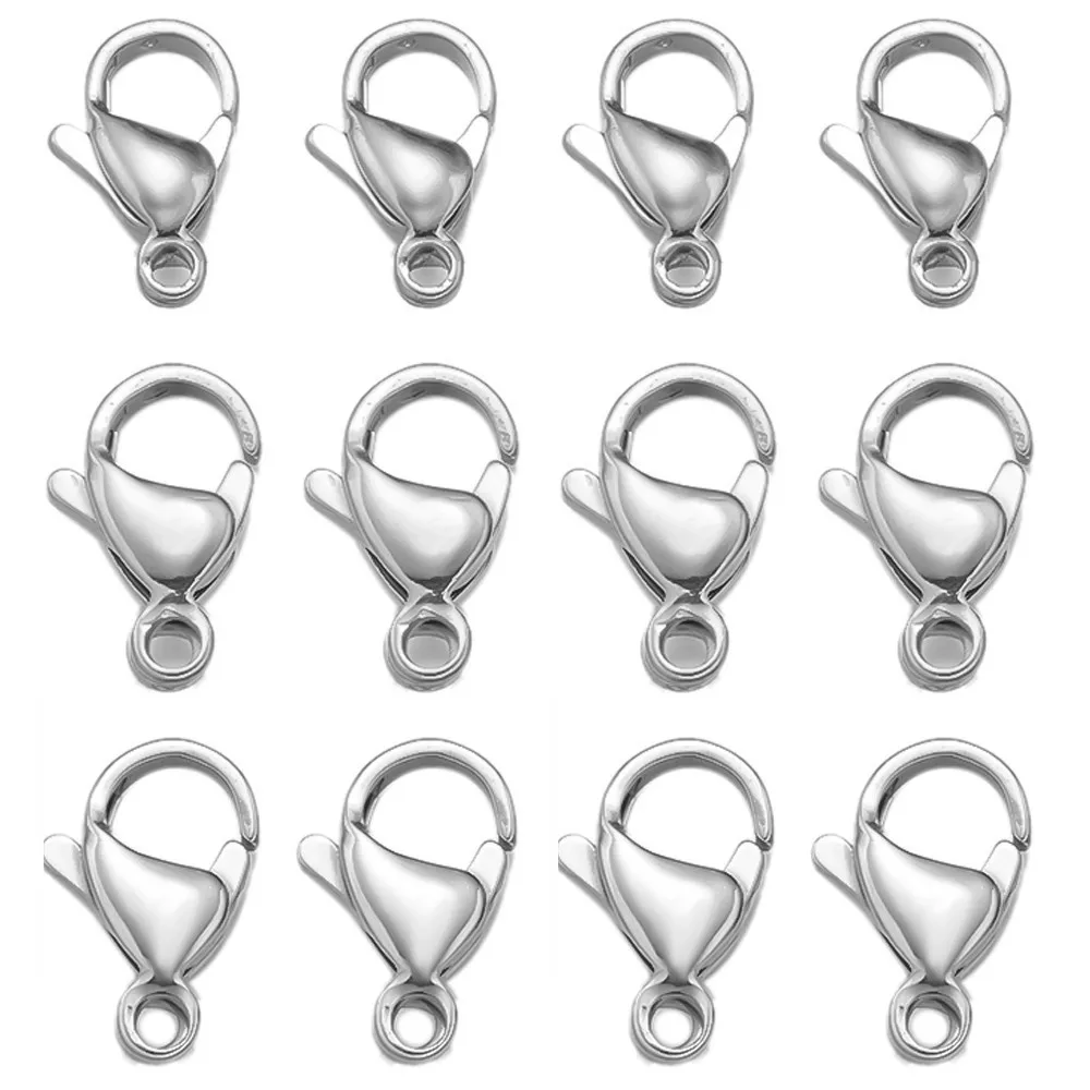 100pcs 9/10/11/12/13mm Edelstahl Karabiner verschluss Haken Kette Klauen verbinder für DIY Armband Halskette Schmuck machen Fund