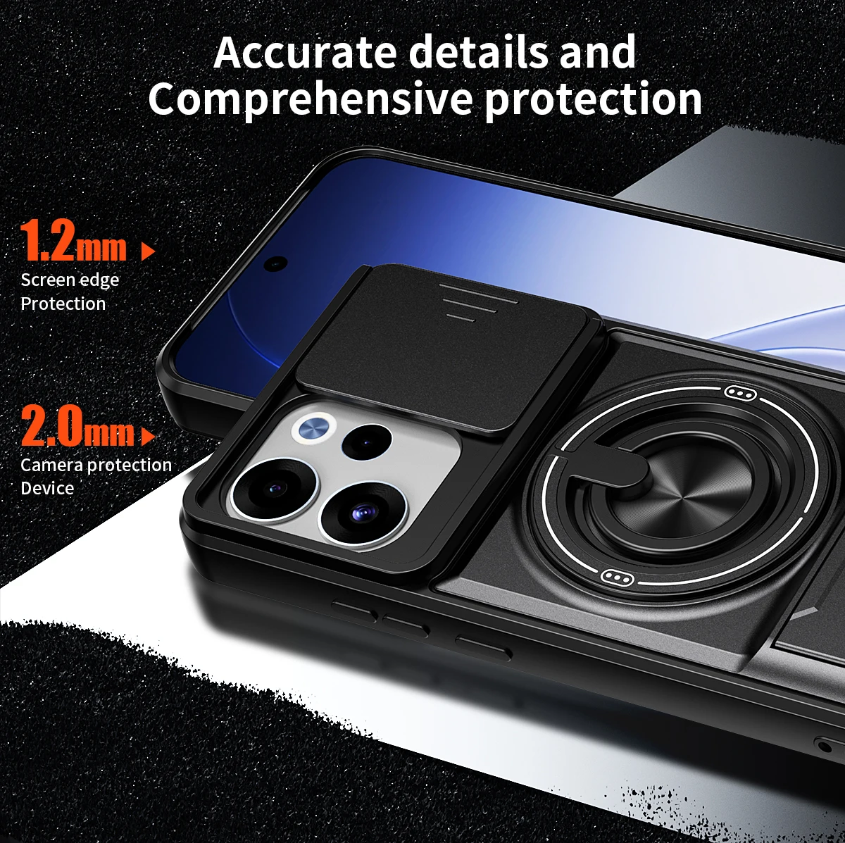 Rotatable Slide Camera Protection Ring Stand Shockproof Phone Case Cover
