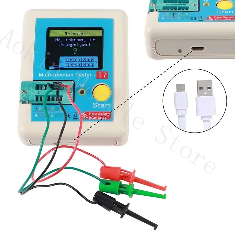 Lcr-T7 T7 Transistor Tester Tft Diodo Triodo Misuratore Di Capacità Lcr Esr Meter Npn Pnp Mosfet Ir Multifunzione Tester Multimetro