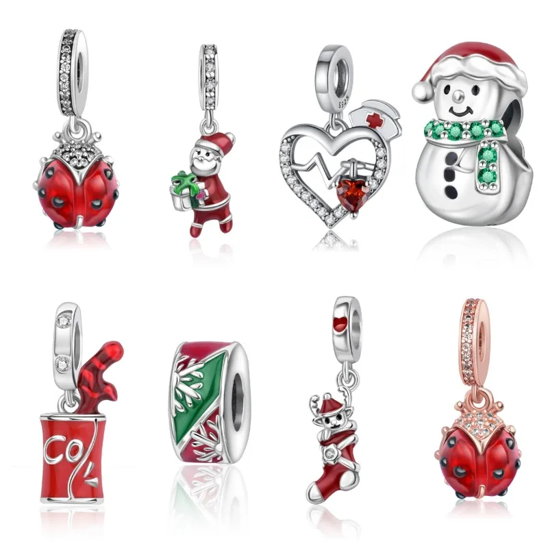 

925 Silver Christmas Halloween Winter Pendant Beads Charm Suitable for Original Bracelet Necklace Women's Jewelry New Year Gift
