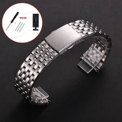 Sleek Stainless Steel Universal Watch Strap Bracelet - Premium Metal Replacement Wristband with Folding Buckle - 22mm (Silver - C)