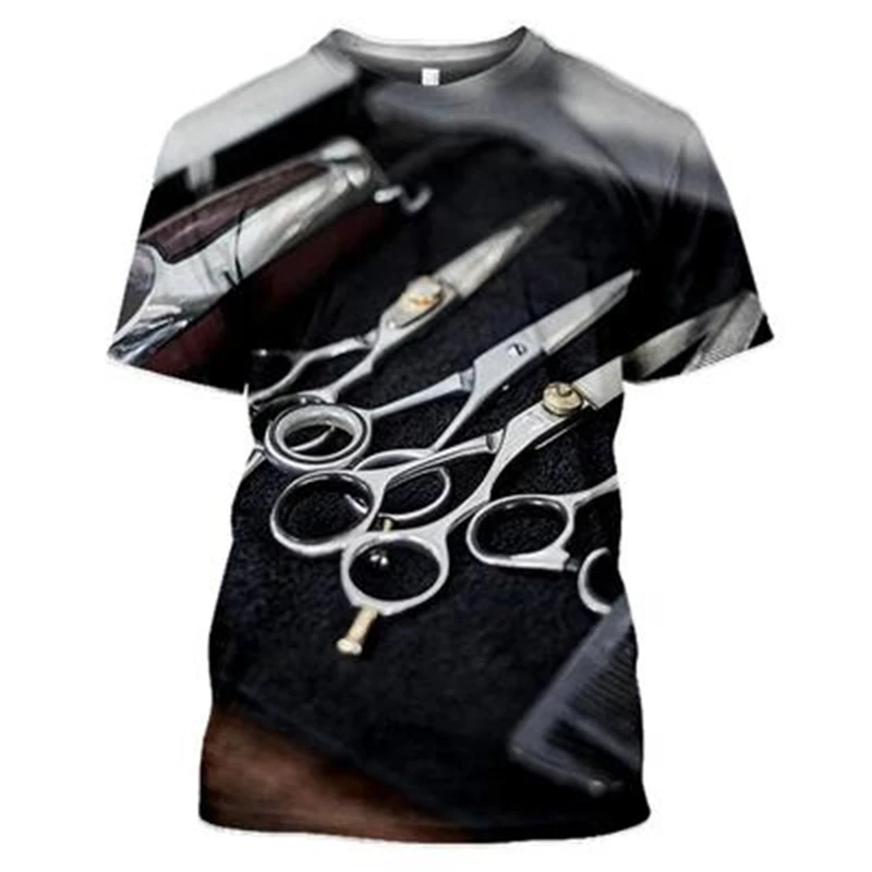 Barber Work T-Shirt Short Sleeves O-neck T Shirts 3D Printed - Image 3