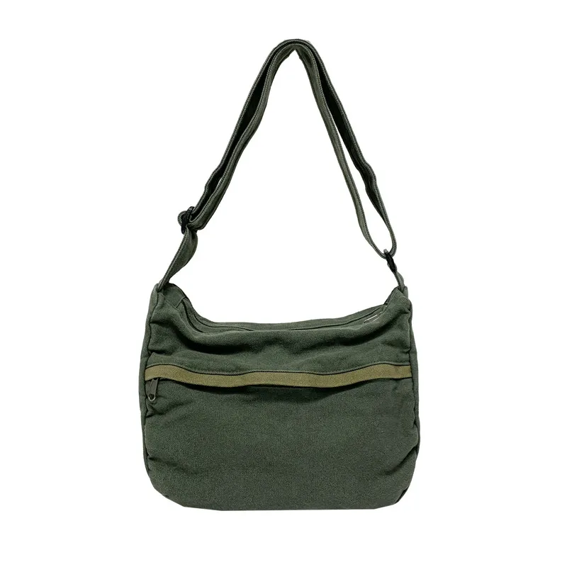 Canvas Shoulder Bags For Women 100% Cotton Casual Totes Solid Color Soft Messenger Bas Unisex Cloth Green Crossbody Bags