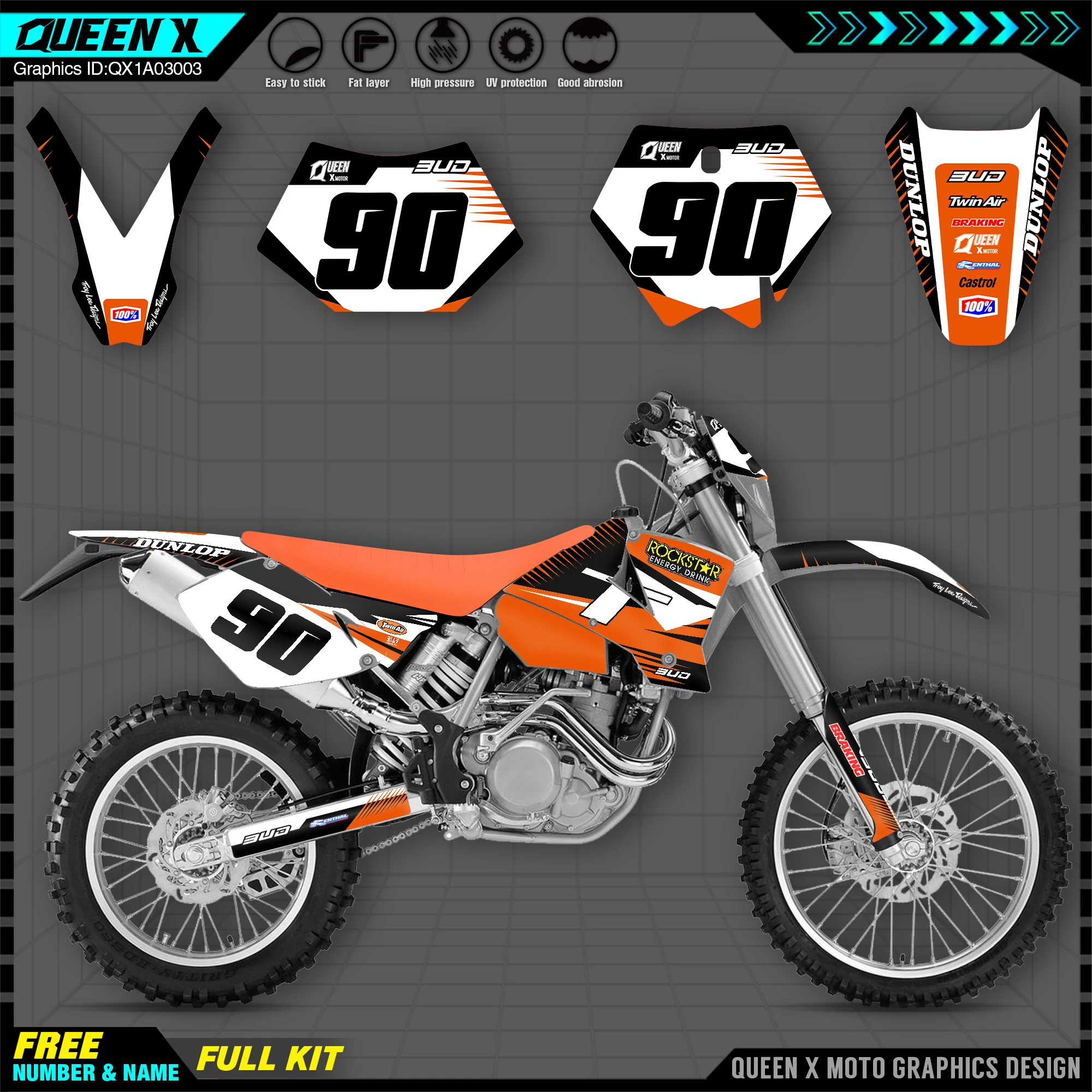 

For KTM EXC 300 400 450 125 200 250 525 2003 Graphics Background Fairing Decal Sticker EXC300 EXC400 EXC200 EXC250 Motorcycle
