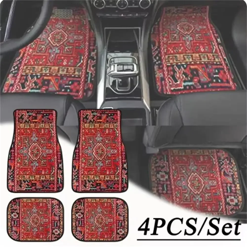 4 Pcs Car Floor Mats Bohemian Pattern European Eth...