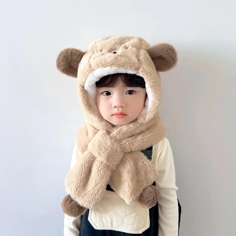 Winter Baby Hat Scarf Faux Fur Windproof Hooded Neck Protection