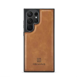 Luxurious Magnetic Leather Phone Case with Car Mount and Wireless Charging Support for Galaxy S26 Ultra (Brown)