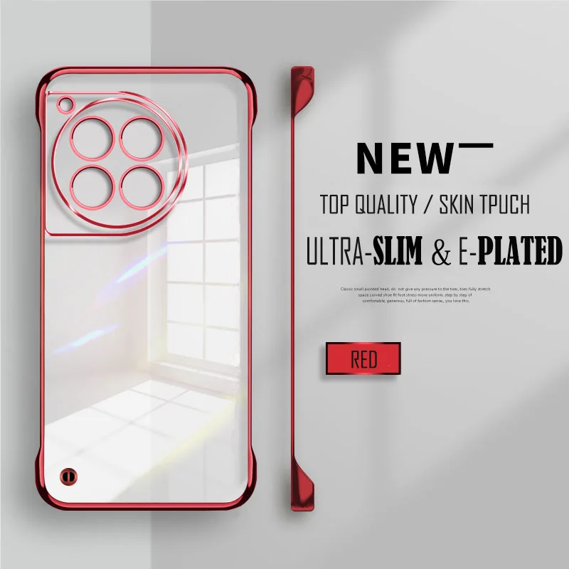 Plated Transparent Slim Frameless Phone Case with Lens Protection and Plating Back Cover