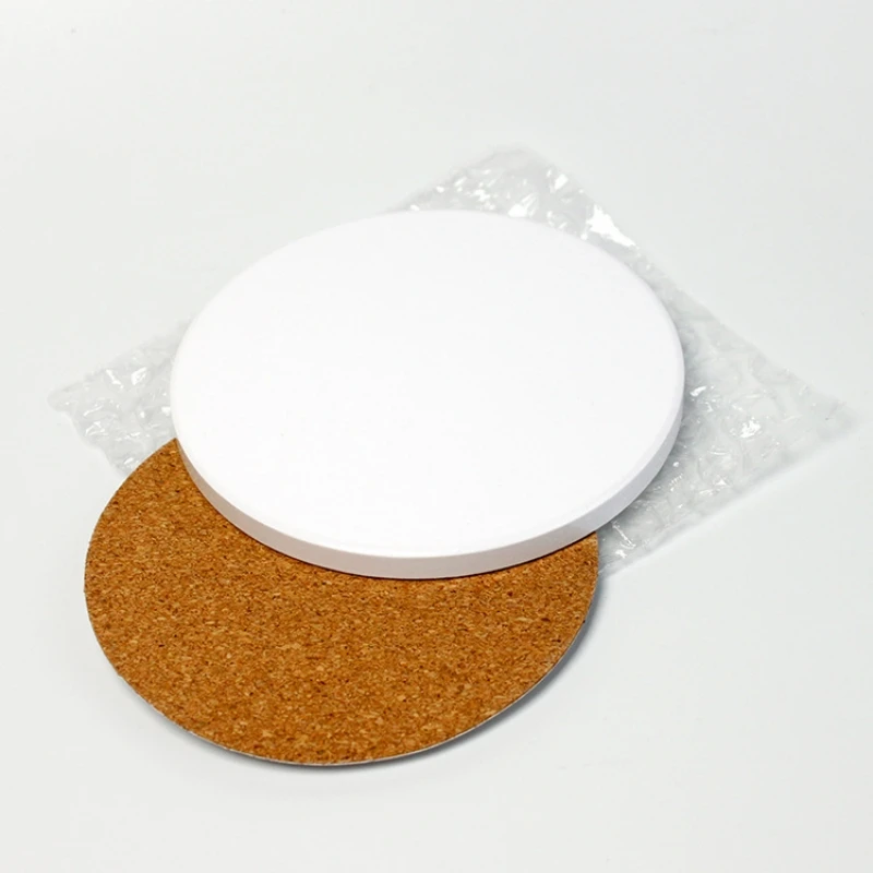 Sublimation Blank Ceramic Coaster Heat Round Insulation Coaster Non-Slip Cork Base Drink Absorbent Heat Mat Custom Logo