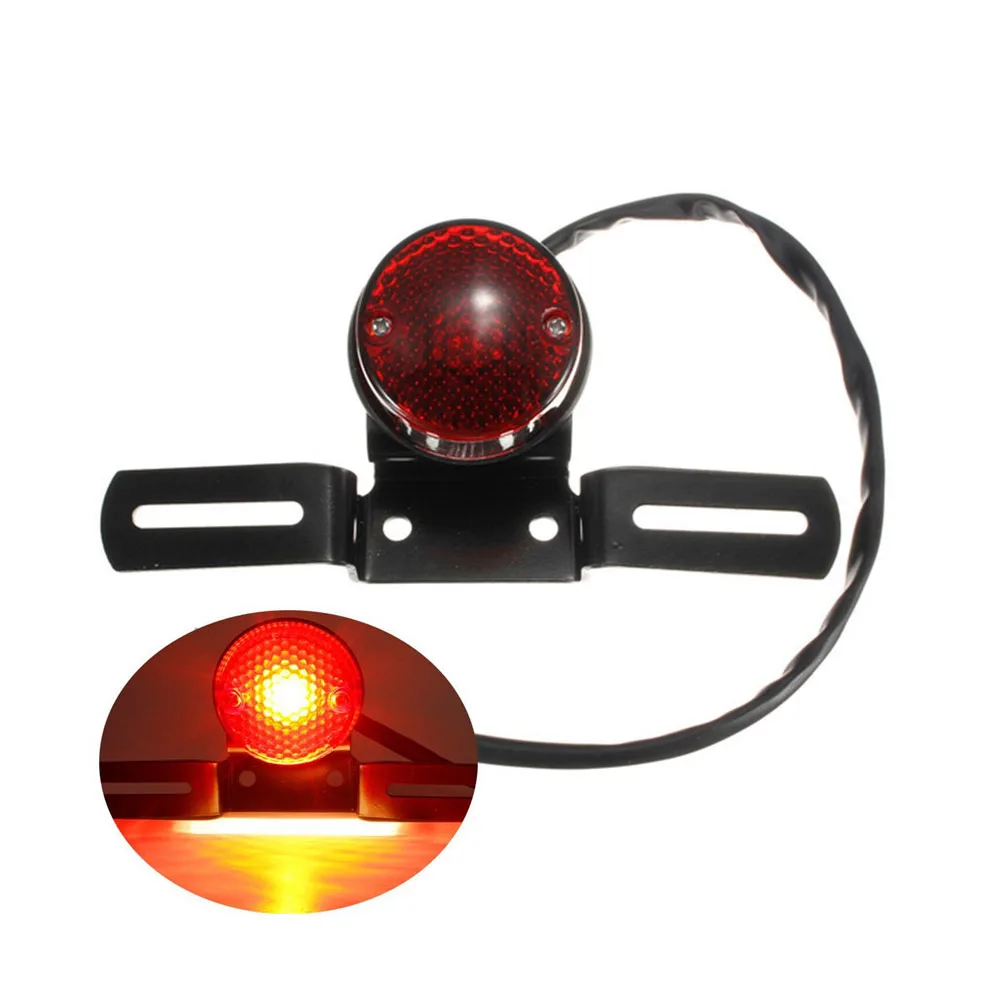 

NEW Motorcycle Rear Tail Brake Stop Light LED Retro Red Lamp W/ License Plate Mount for Harley Honda Suzuki Chopper Bobber