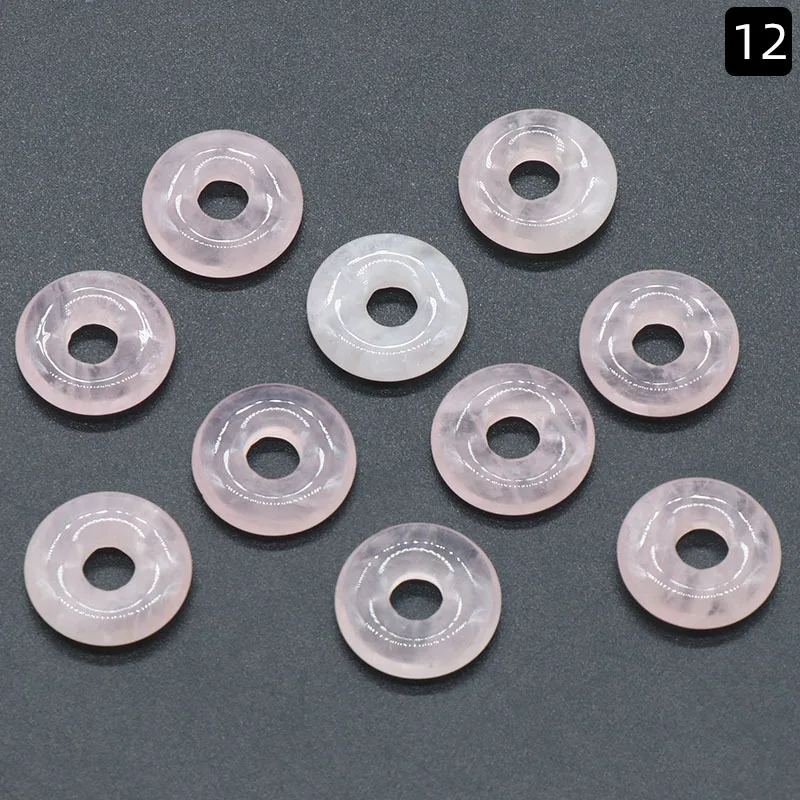 18MM Nostalgic Lucky Buckle Charms Reiki Healing Rose Pink Quartz Lapis Stone Chakra Pendants for Jewelry Making