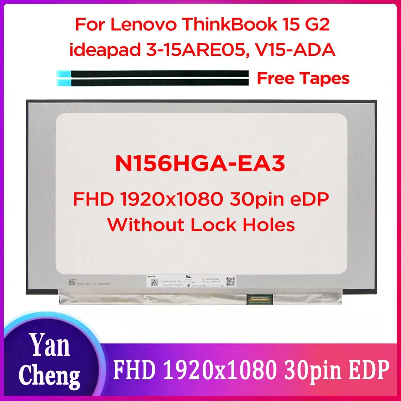 Polegada Magro Tela Lcd do Portátil N156hga-ea3 c1 c2 c4 para Lenovo Ideapad 315are05 3-15iml05 V15-ada L3-15iml05 Fhd 30 Pinos Edp 15.6