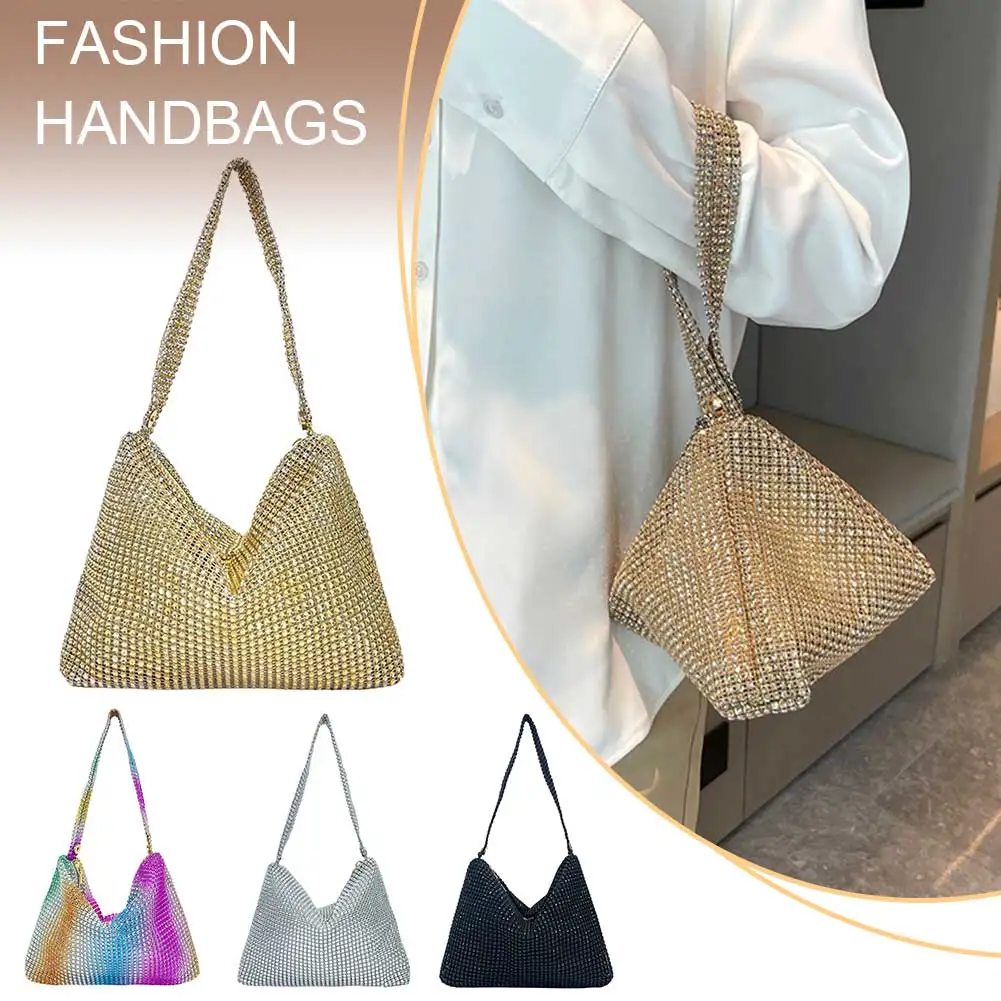 Glitter Evening Dinner Clutch Bag Zipper Closure Women Lady Shoulder Bag Handbag Large Capacity Stylish Evening Bag Underarm Bag