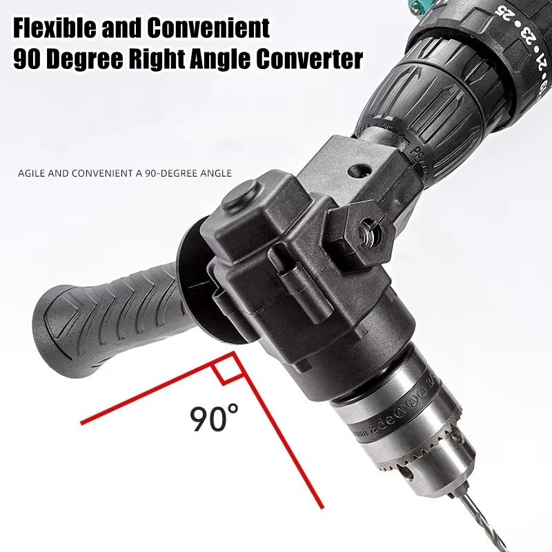 90&deg; Three Jaw Chuck Corner Impact Drill Adapter Right Angle Bend Extension Chuck Drill Adapter Right Angle Converter Accessory