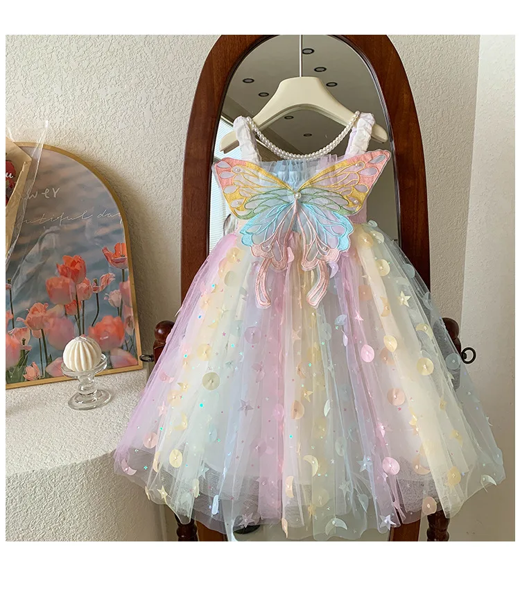 birthday rainbow tulle dress Women's Birthday Dress Lace Key Hold Design main image 1