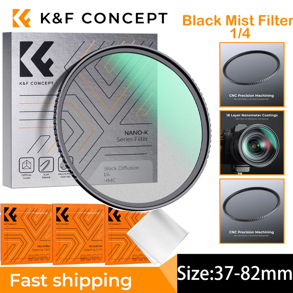 Kit Filtres Objectif 95mm K&F Concept : UV + Polarisant + ND4 + 3 Chiffons Nettoyage Pour Appareil Photo