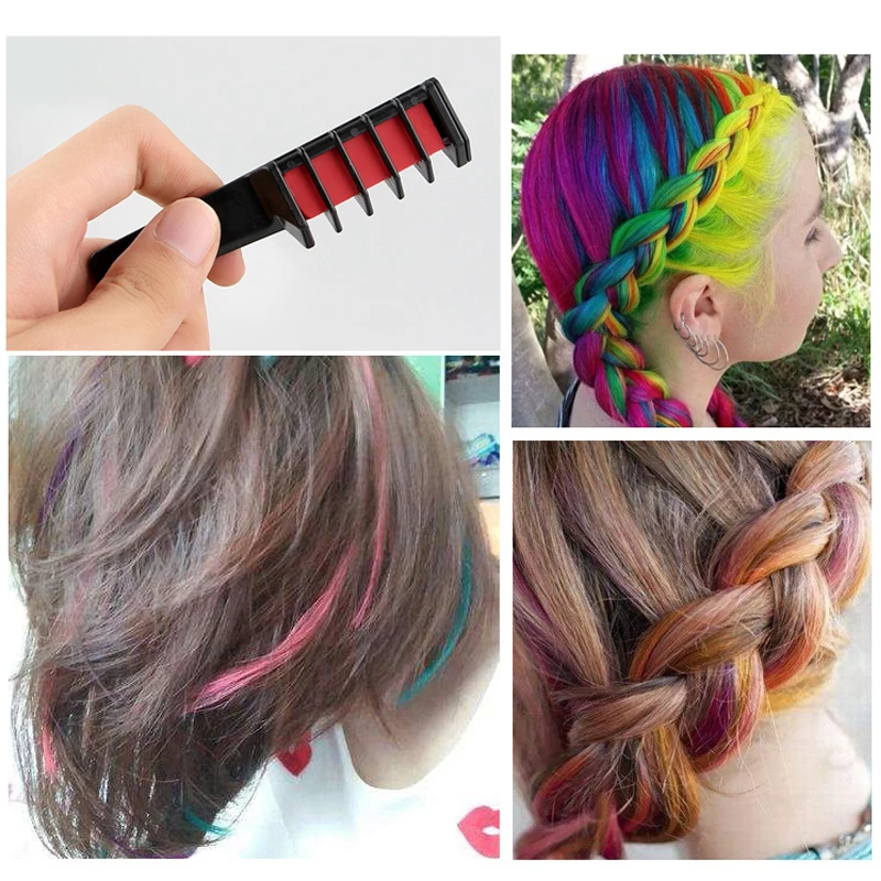 10 Color/Box Colorful Hair Comb Hair Dye Brush Disposable Hair Dye Chalk Colors Stick Masquerade Party YL-010 Hair Dye Tools