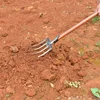 1Pcs Agricultural Digging Fork 4-Tine Carbon Steel Garden Spading Fork Field-Breaking Manure Fork Outdoor Land-Opening Tools 5