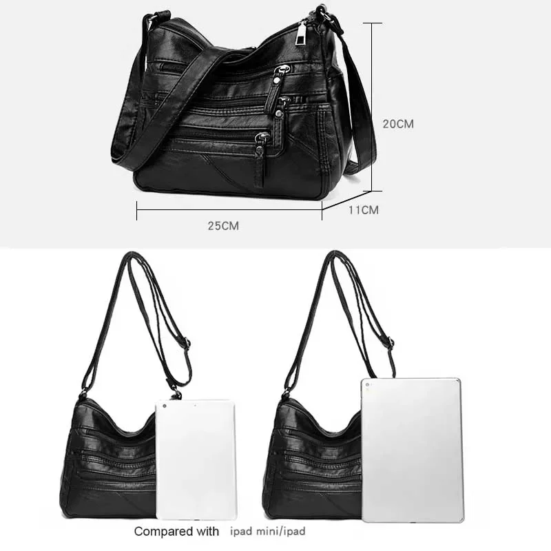 High Quality Women's Soft PU Leather Shoulder Bags Multi-Layer Pockets Classic Crossbody Bag Luxury Designer Handbags and Purses