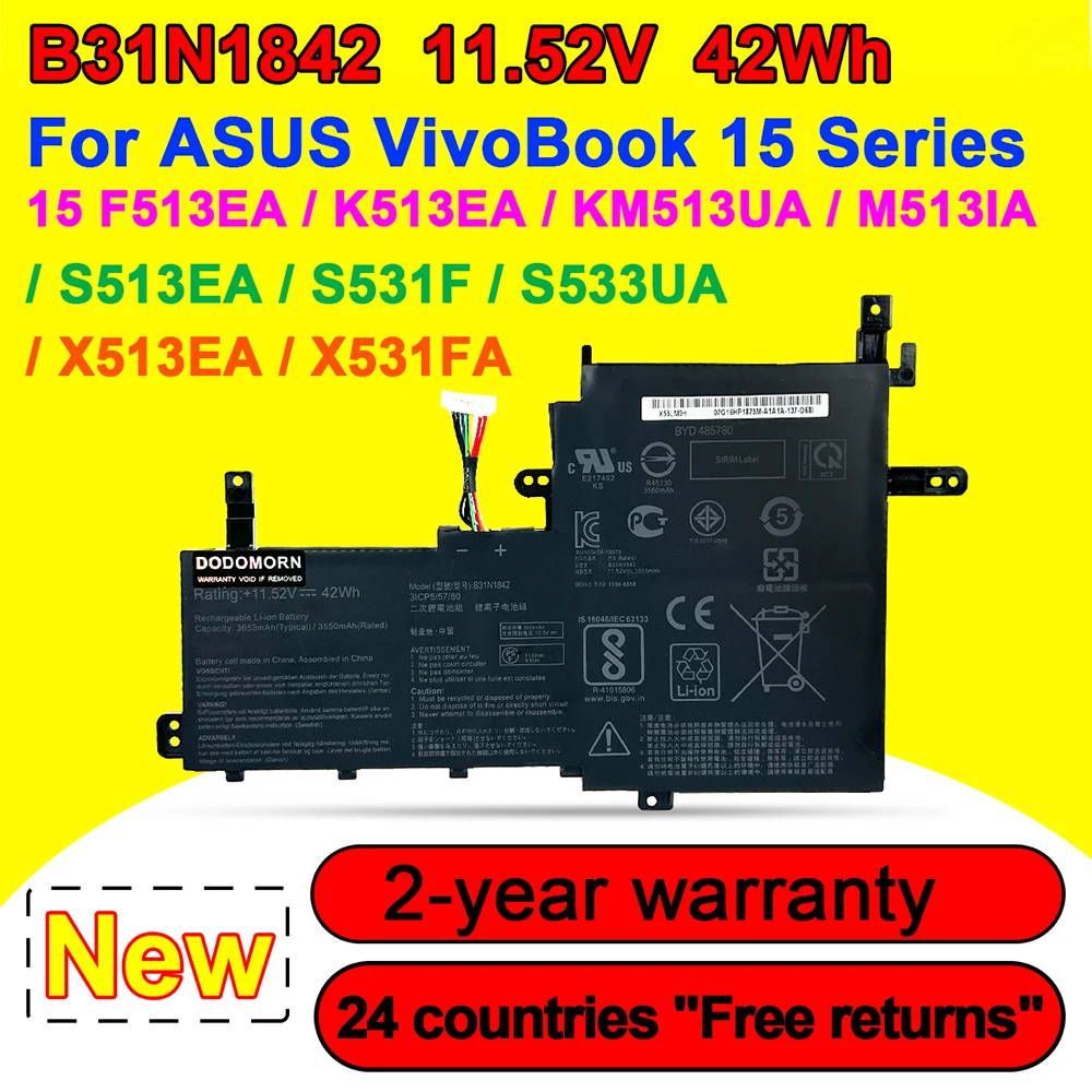 Bateria do portátil para ASUS VivoBook, 42WH,