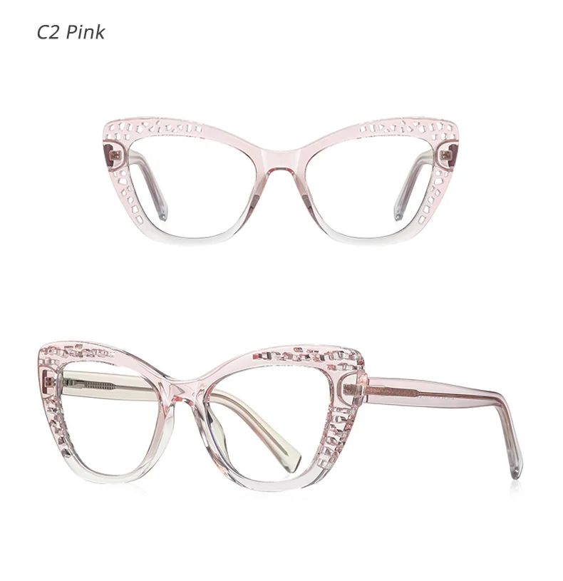Ralferty Luxus Damen Brillen gestelle aushöhlen Cat Eye Grade Brillen gestell Frauen Myopie Rezept Brillen fassungen – Detail 9