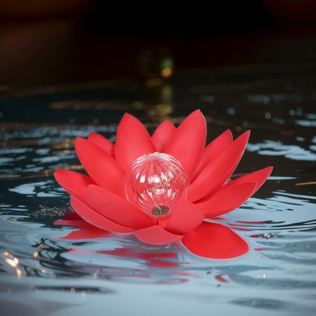 Floating Lotus Light Solar Floating Lotus Shape Water Surface Lantern Solar Powered Lotus Lamp Garden Pool Pond Fountain Decor