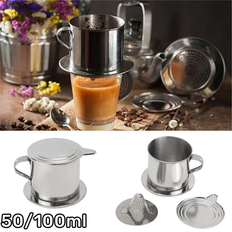 

Stainless Steel Coffee Filter Infuse Cup Vietnamese Coffee Dripper Maker Pot Portable Coffee Drip Strainer Kitchen Coffee Tools