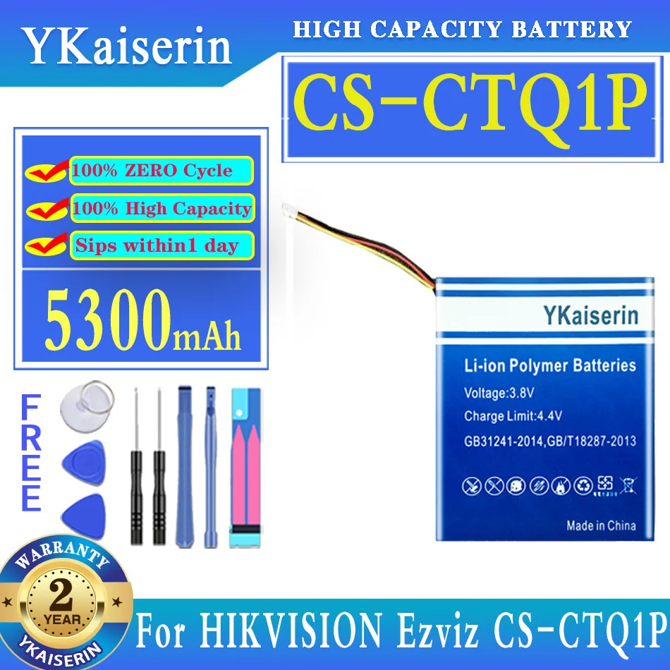 Batteria Di Ricambio Ykaiserin 5300Mah Per Hikvision Ezviz Cs-Ctq1P