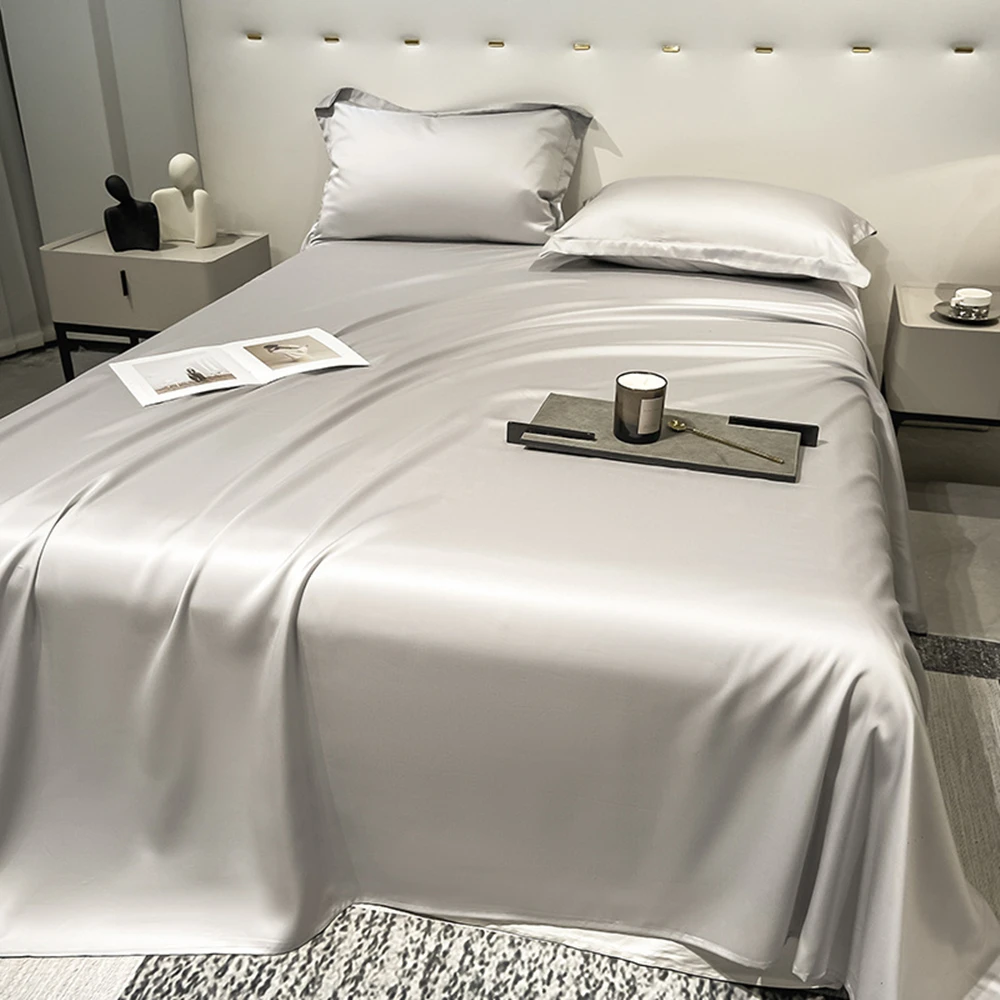 OLOEY Flat Bed Sheet Lyocell Fiber Bedsheet Cooling Silky Soft