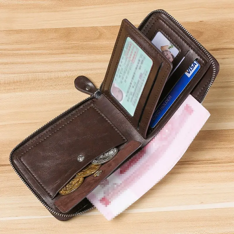 New Men Wallet Money Bag High Quality Fashion Soft PU Leather Card Holder Hasp Coin Pocket Purse Multi-card Personalized Wallets 3