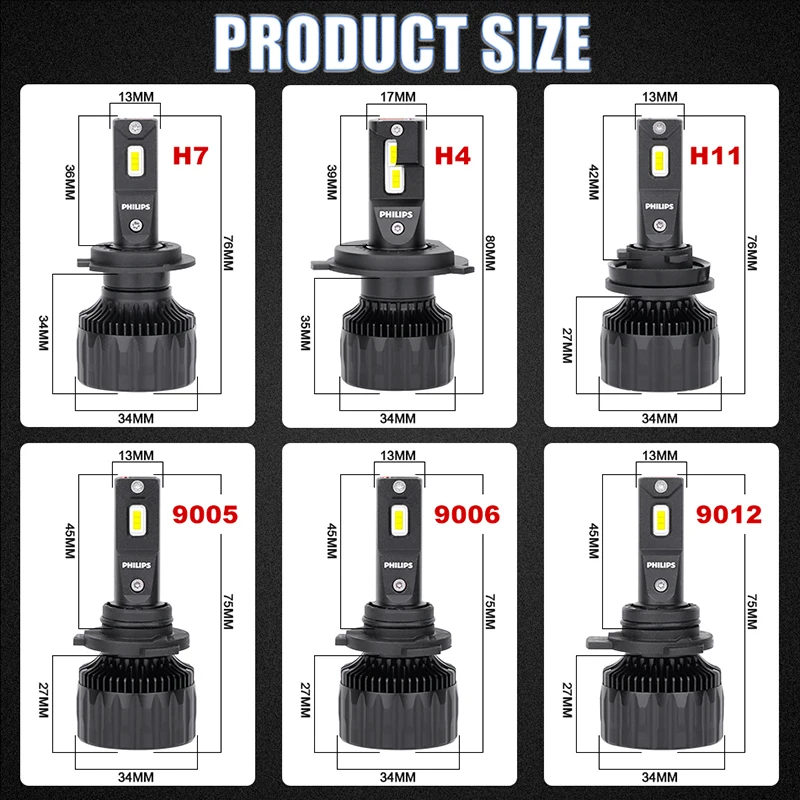 필립스 Ultinon Rally 3550 H7 Led 헤드라이트 고전력 50W H4 H8 H9 H11 9005 HB3 9006 HB4 9012 HIR2 자동 램프 안개등 6500K