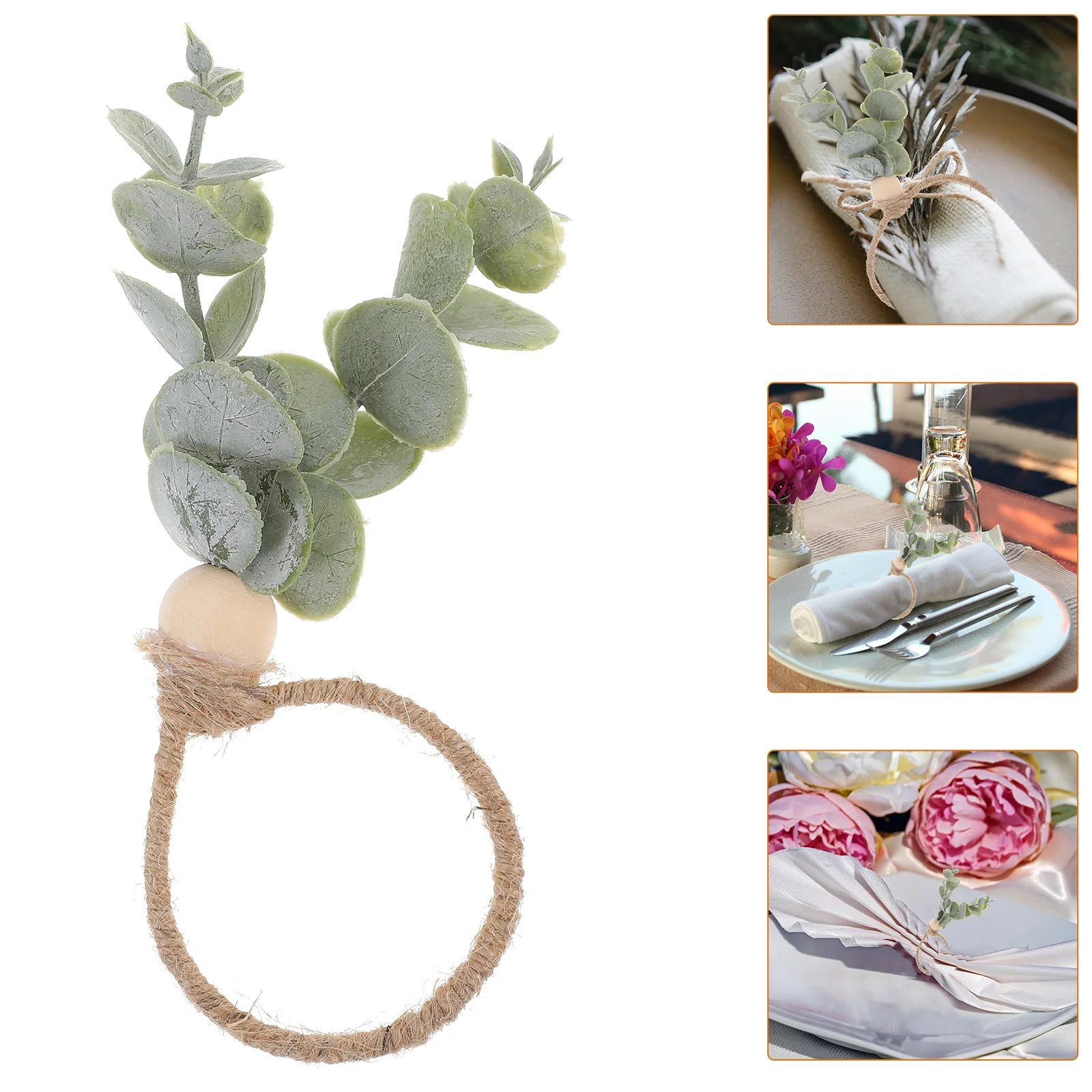 

Napkin Ring Decorative Serviette Eucalyptus Napkins Rings Reusable Buckle Party Hotel Supply