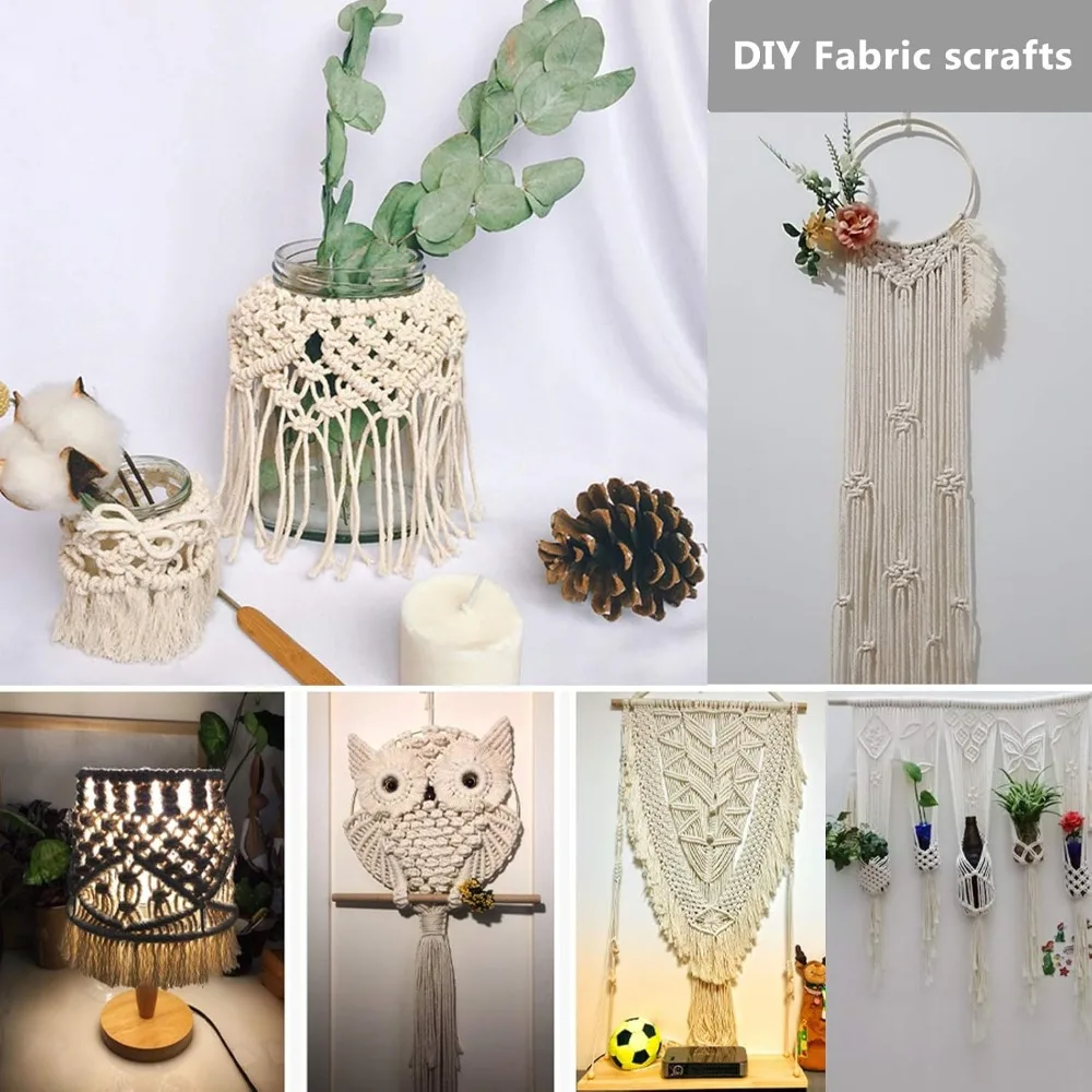 100% Cotton Cord Rope String DIY Handmade 200 Meters Cotton Macrame Rope Craft Cord for Crafts Knitting Plant Hangers Christmas