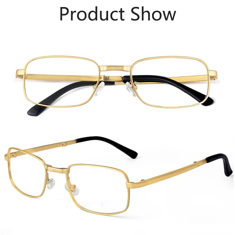 Reading Glasses Anti-Scratch with Case Men Women Glass Lens Alloy Full Frame Presbyopic Magnifying Eyewear Diopter